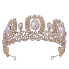 (Gold) Vintage Crystal Bridal Tiara - Baroque Rhinestone Crown
