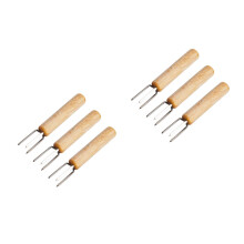 6Pièces À Cornet Manche Bois Acier Inoxydable Beige