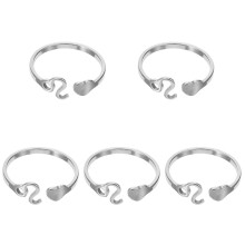 5Pcs Silver Adjustable Open Ring Women Elegant Finger Ring