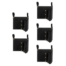 5Pcs Black PU Outdoor Chair Organizer Bags with Cup Holder for Camping