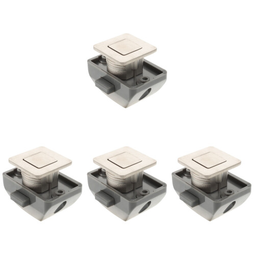 4Pcs Keyless Push Button Latch Lock Silver Zinc Alloy Cabinet Catch