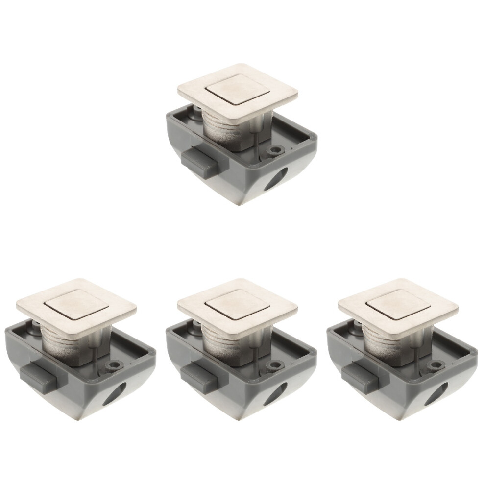 4Pcs Keyless Push Button Latch Lock Silver Zinc Alloy Cabinet Catch 3713519459456