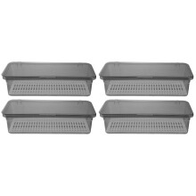 4Pcs Space-Saving Grey Cutlery Drainer Basket with Lid for Kitchen