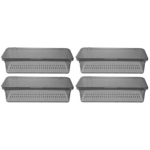 4Pcs Space-Saving Grey Cutlery Drainer Basket with Lid for Kitchen