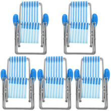 5Pcs Micro Landscape Blue Miniature Folding Beach Chair for Decoration