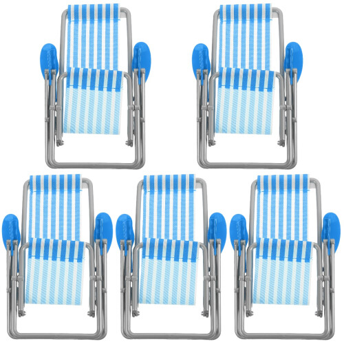 5Pcs Micro Landscape Blue Miniature Folding Beach Chair for Decoration