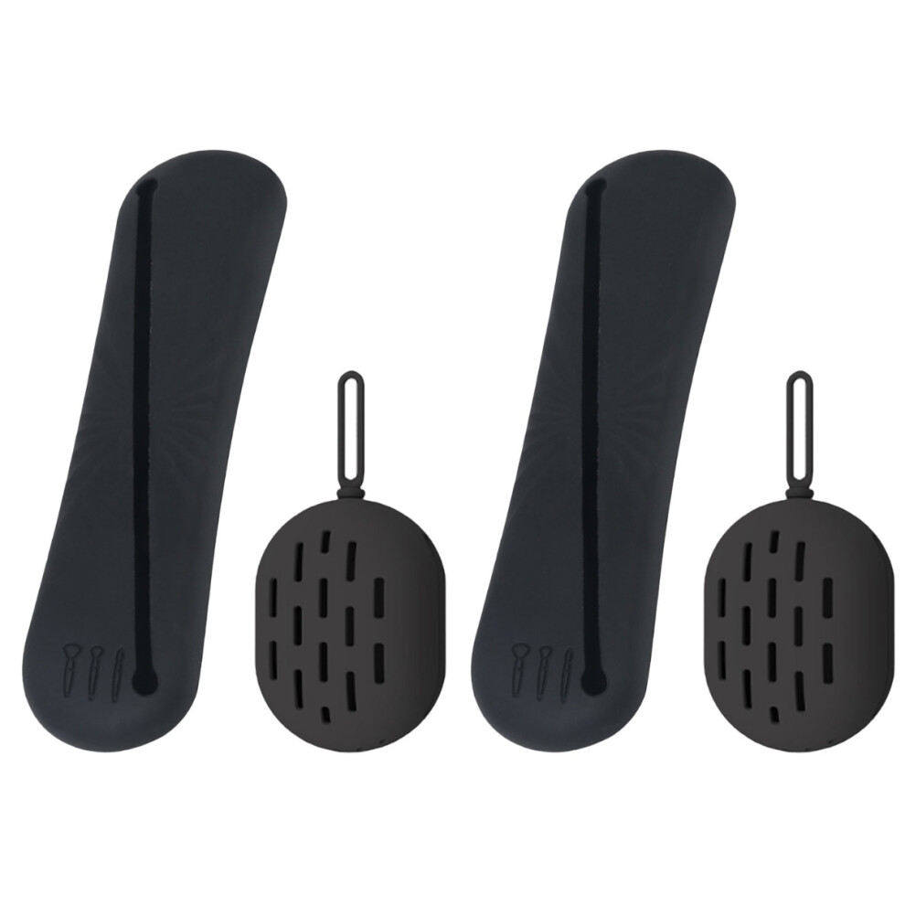 Iplusmile Black 2Sets Compact Makeup Brush Holder With Breathable Sponge Storage