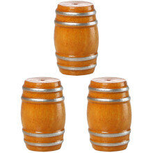 3Pcs Miniature Wood Barrel Decorative Coffee Color Doll House Ornament