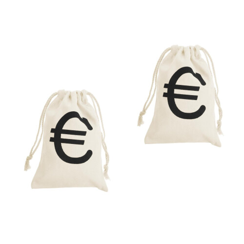 2Pcs Sturdy Beige Canvas Drawstring Bag for Pirate Coins Candy