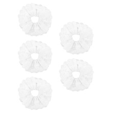 5Pcs White Decorative Hair Scrunchies Soft Elastic Ponytail Holders