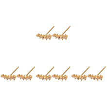 4Pairs Golden Rhinestone Stud Earrings Chic Lightweight Ear Jewelry