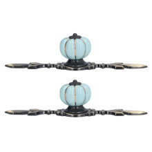 2pcs Light Blue Hand Painted Pumpkin Ceramic Drawer Knobs, 4cm