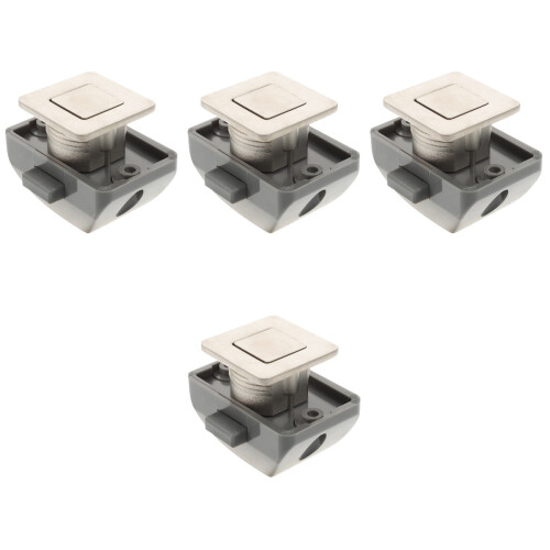 4Pcs Keyless Push Button Latch Lock Silver Zinc Alloy Cabinet Catch 1