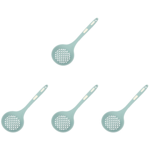 4Pcs Heat-Resistant Silicone Strainer Spoons Blue for Kitchen