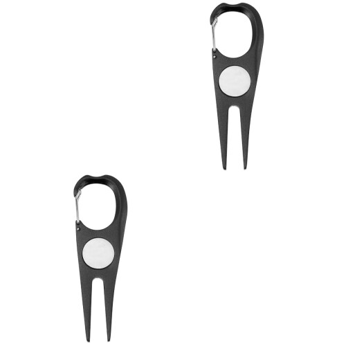 2Pièces Accessoire Golf Divot Fourche Durable Aluminium Acier Noir 2