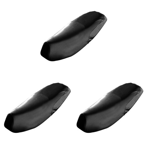 3Pcs Motorcycle Saddle Pads Soft Waterproof Seat Covers Black
