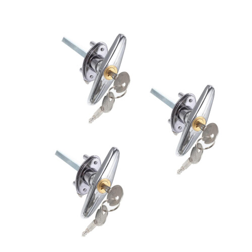 3Sets Durable Silver Garage Door Lock Kit for Home with Keyed T-Handle