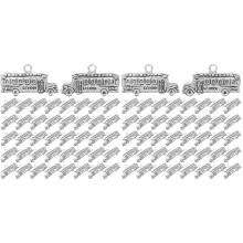 100Pcs Silver Decorative School Themed Charms for DIY Craft Projects
