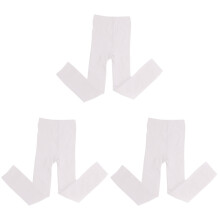 3Pcs Warm White Tights for Girls Winter Cozy Elastic Leggings