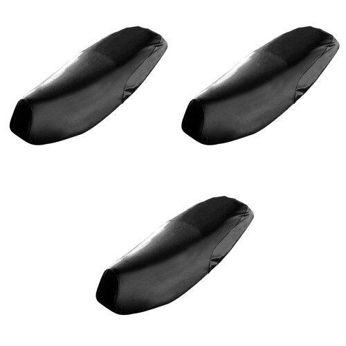 3Pcs Motorcycle Saddle Pads Soft Waterproof Seat Covers Black 2