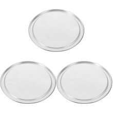 3Pcs Aluminum Pizza Pan Lid Silver Non-Stick Oven and Microwave Safe