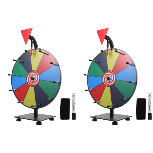 2Sets Sturdy Colorful Prize Wheel Tabletop Plastic Metal Fast Assembly