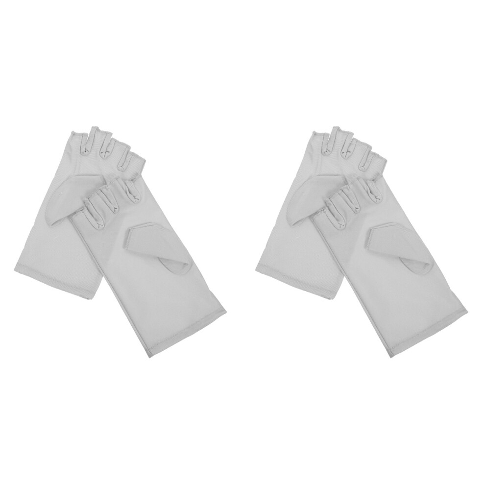 Iplusmile 2 Pairs Gel Manicures Glove Anti Uv Fingerless Gloves Nail For