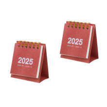2Pcs Decorative Paper Desk Calendar 2025 Red Mini Flip Calendar