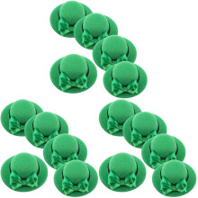 15Pcs Green Caps with Bowknot for St. Patrick's Day Decor