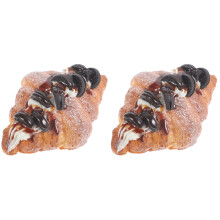 2Pcs PU Fake Croissant Bread Model Decorative Kitchen Ornament