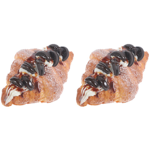 2Pcs PU Fake Croissant Bread Model Decorative Kitchen Ornament