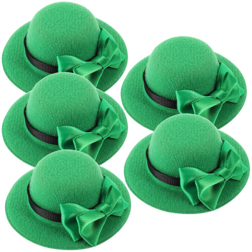 15Pcs Green Caps with Bowknot for St. Patrick's Day Decor 2
