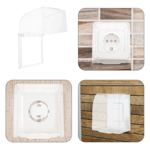 4Pièces Couvre-Prises Étanches Transparent ABS Protection Sécurisée 1