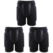 3Pcs Adult Black Skate Riding Pants with Thick Padding for Snow Sports