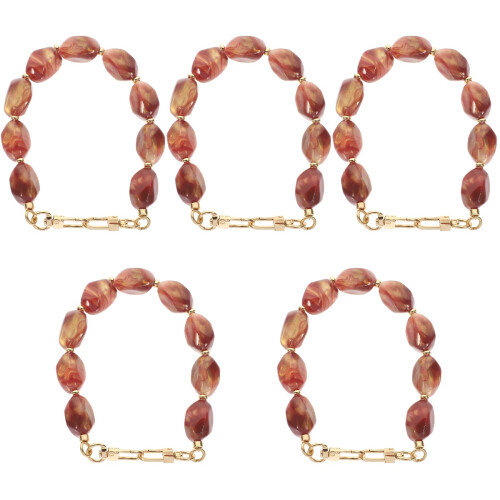 5Pcs Red Beaded Handbag Chain Strap Replacement for DIY Purse Handles 2