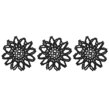 3Pcs Elastic Black Crochet Pearl Hair Nets for Dance Performance Buns