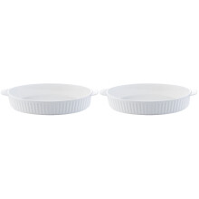 2Pcs High-Grade Ceramic Oval Baking Dishes White Kitchen Bakeware