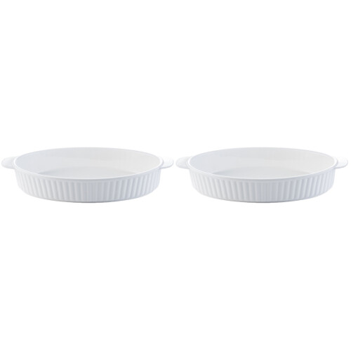 2Pcs High-Grade Ceramic Oval Baking Dishes White Kitchen Bakeware
