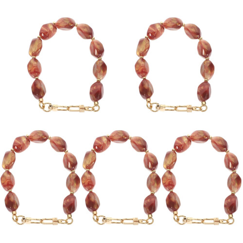 5Pcs Red Beaded Handbag Chain Strap Replacement for DIY Purse Handles