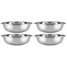 4Pcs Large Stainless Steel Mixing Bowls Silver Kitchen Metal Basins