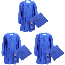 3Sets Blue Graduation Cap and Gown for Kids 2024 Adjustable Tassel