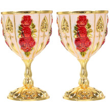 2St Robuuste Metalen Drinkbekers Vintage Stijl Gouden Afwerking