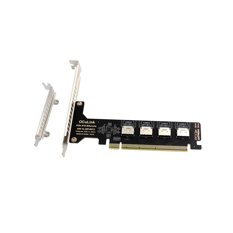 Pci-E X16 Split 4 Oculink Expansion Card Sff8611&8612 Nvme Pcie Solid State Drive Adapter For Mainboard Expansion 4713568445003