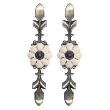 2 Stück handbemalte Kürbis-Keramik-Schubladengriffe, Weiß, 4 cm