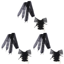 3Pairs Black Clear Widening Shoelaces for Trainers Boots and Dancing