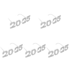 5Pairs Silver Plastic 2025 Eyewear New Year Festival Party Glasses