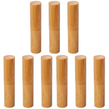 9Pcs Silver Lip Balm Tubes with Caps Bamboo Design for Women Durable