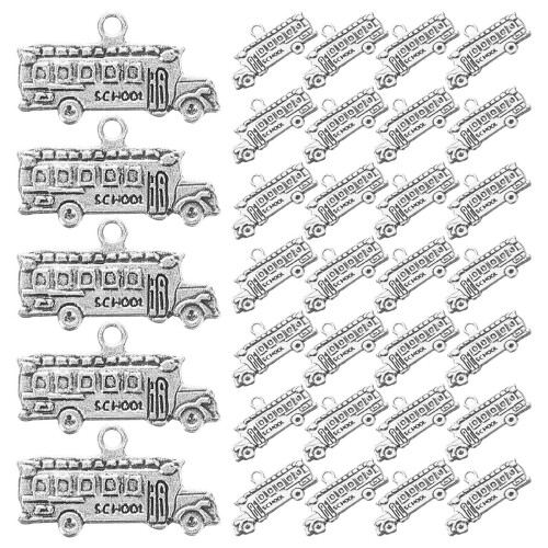100Pcs Silver Decorative School Themed Charms for DIY Craft Projects 1