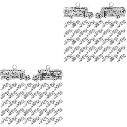 100Pcs Silver Decorative School Themed Charms for DIY Craft Projects 2