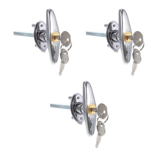 3Sets Durable Silver Garage Door Lock Kit for Home with Keyed T-Handle 1